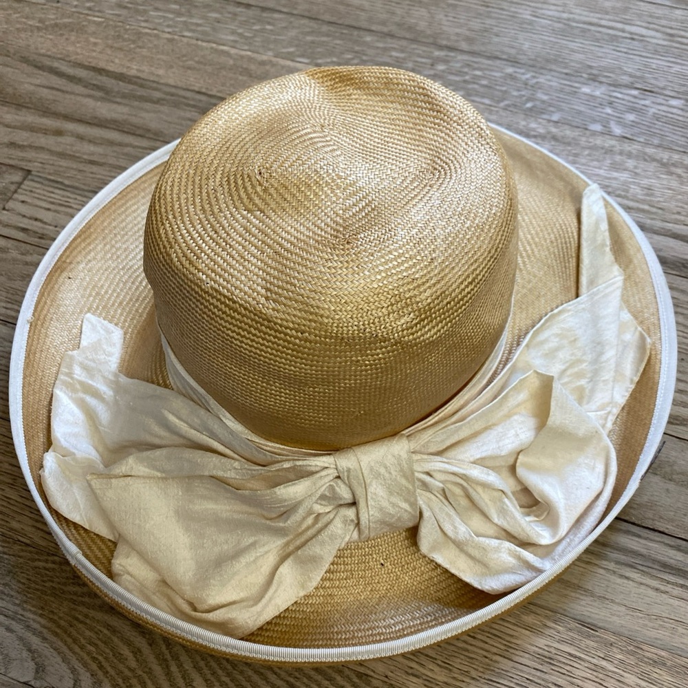 Vintage Laura Ashley 100% Straw Made in Great Britain Romantic Wide-Brim Hat